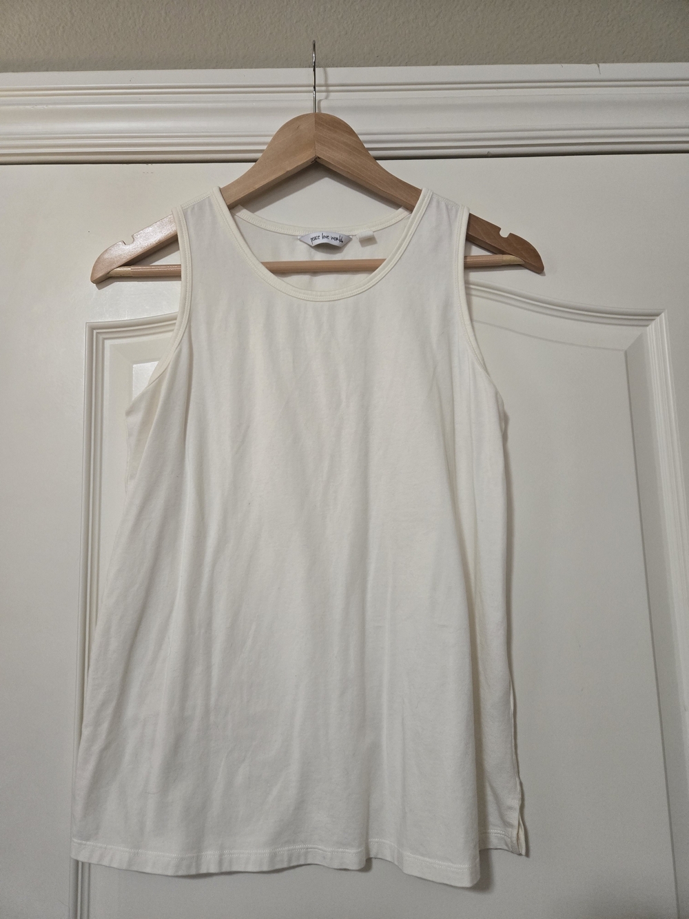 Peace Love World Ivory Scoop Neck Tank Top Soft Casual Layering